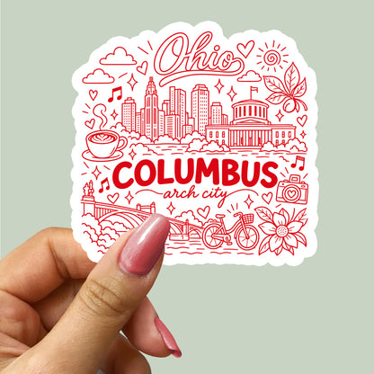 Columbus Ohio City Illustration Sticker