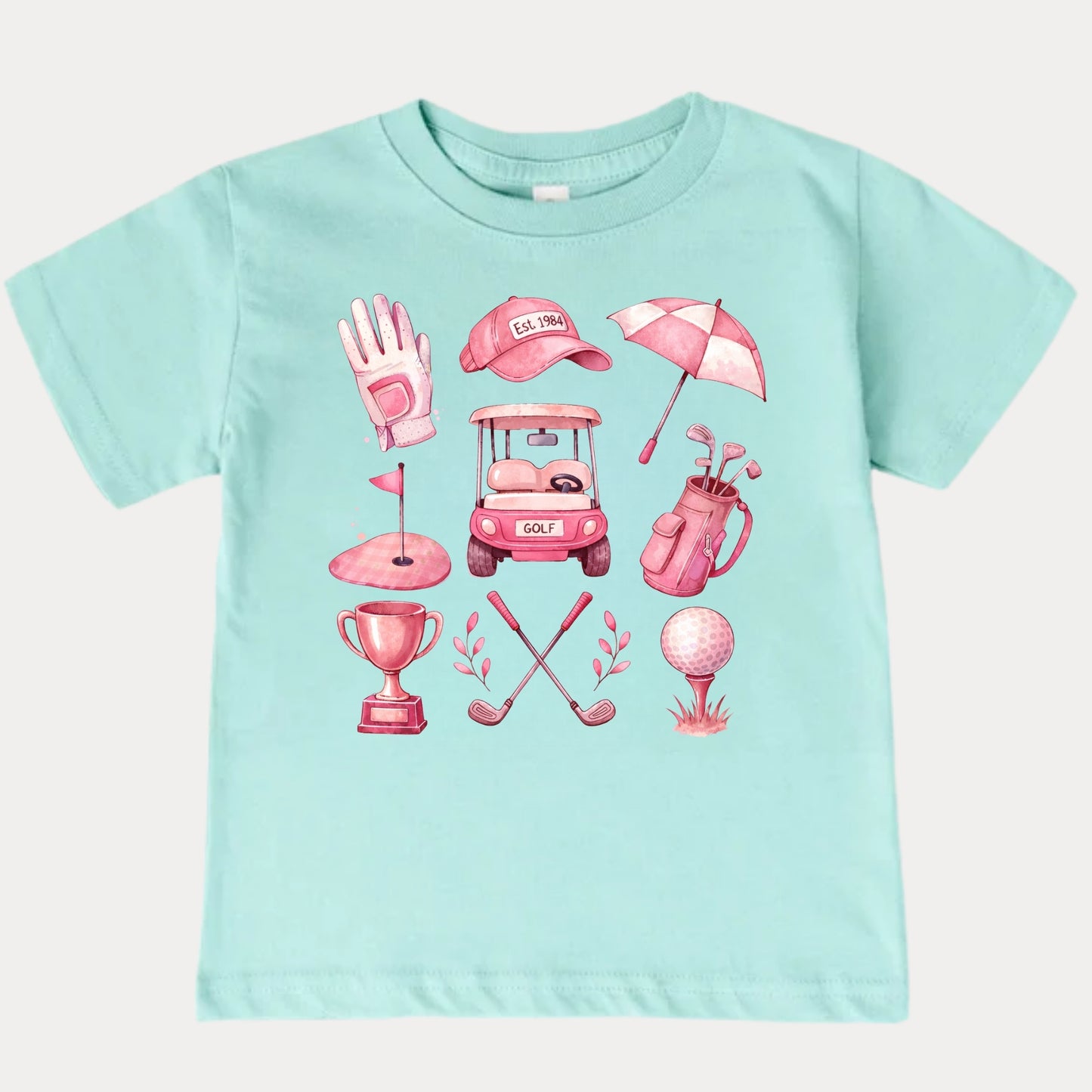 Kids Pink Golf Elements T-Shirt