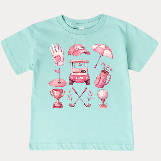 Kids Pink Golf Elements T-Shirt
