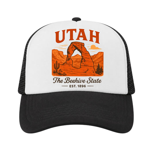 Utah Trucker Hat for Kids & Adults, Utah Road Trip Vacation Hat, Beehive State Souvenir Cap