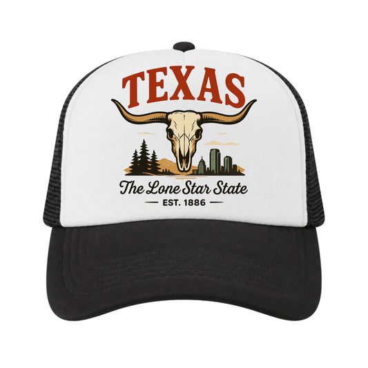 Texas Trucker Hat for Kids & Adults, Texas Road Trip Vacation Hat