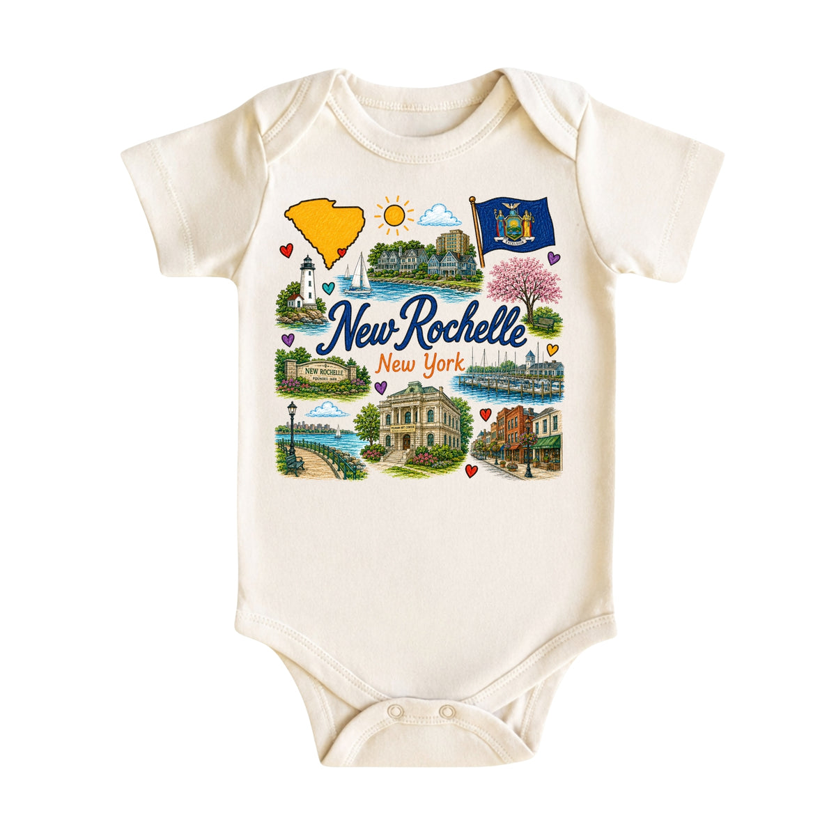 New Rochelle New York Baby Bodysuit for Boys Girls