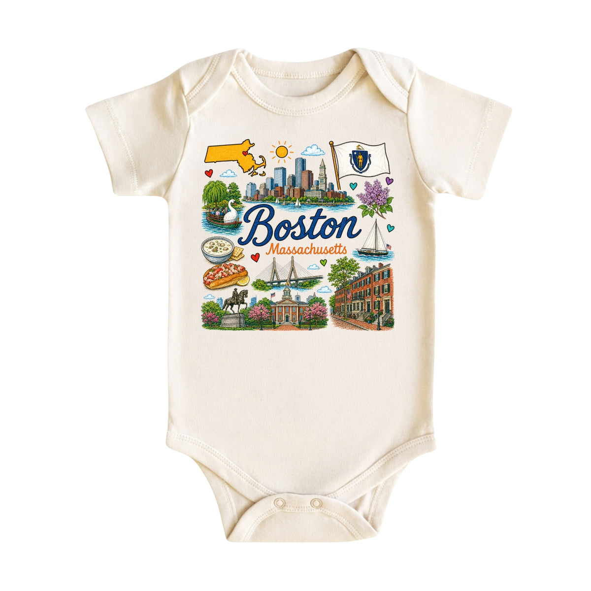 Boston Massachusetts Baby Bodysuit for Boys Girls
