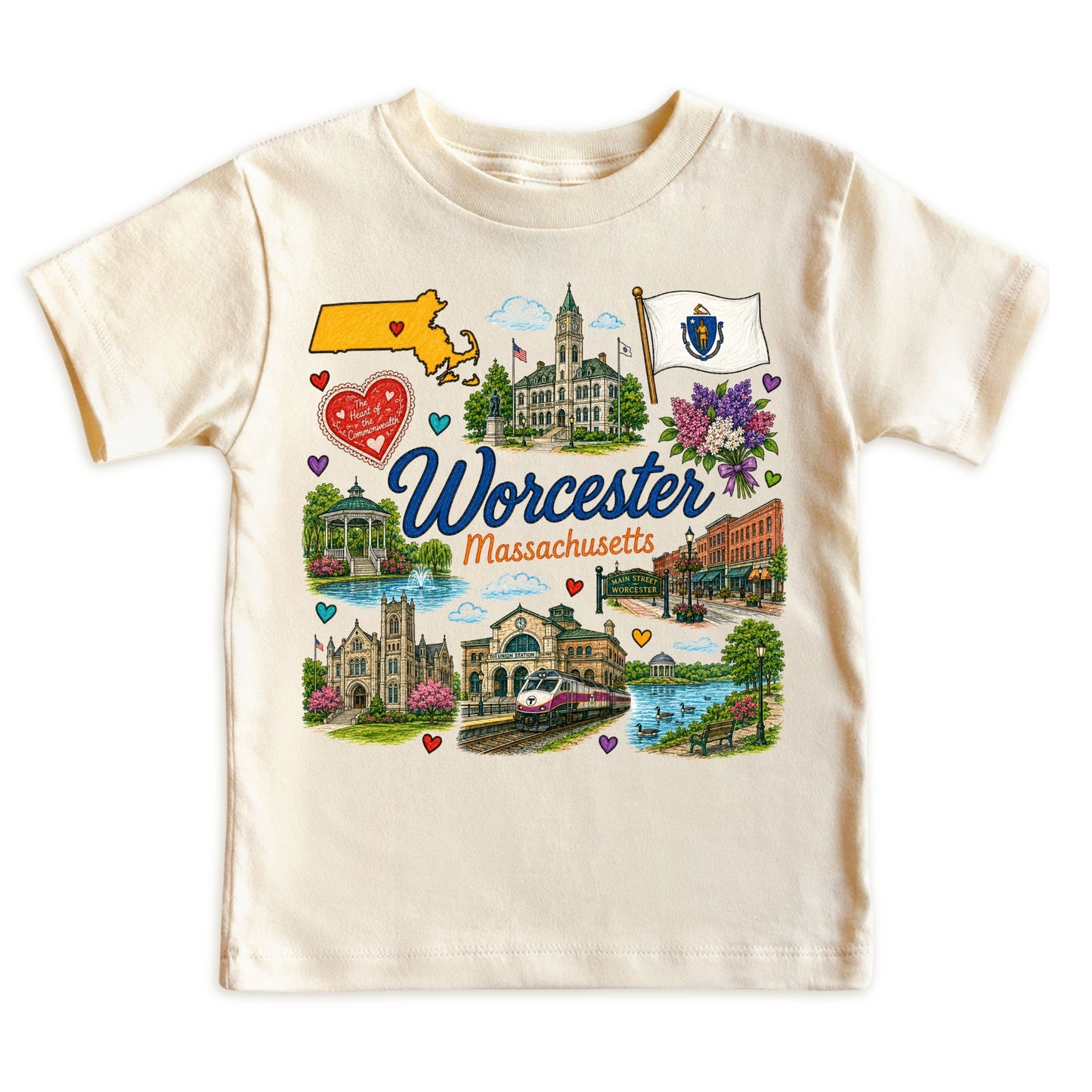 Worcester Massachusetts Baby Bodysuit for Boys Girls