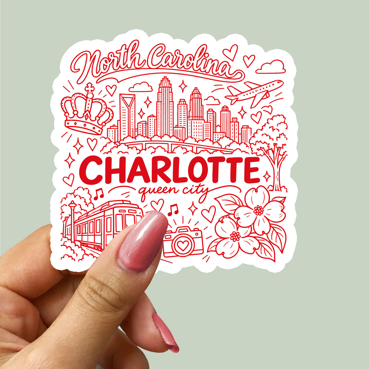 Charlotte North Carolina Illustration Sticker