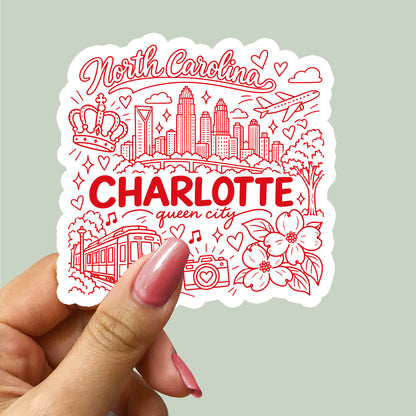 Charlotte North Carolina Illustration Sticker