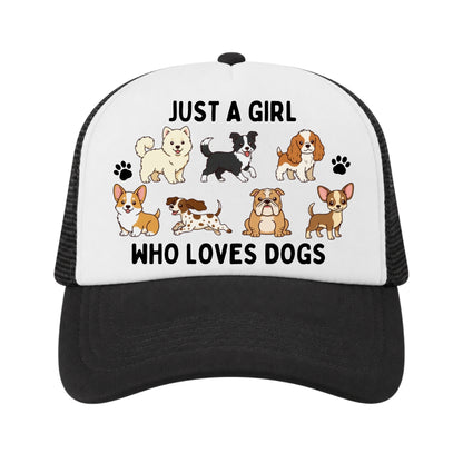 Just a Girl Who Loves Dogs Trucker Hat, Dog Lover Gift for Kids