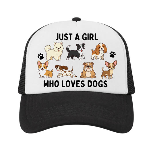 Just a Girl Who Loves Dogs Trucker Hat, Dog Lover Gift for Kids