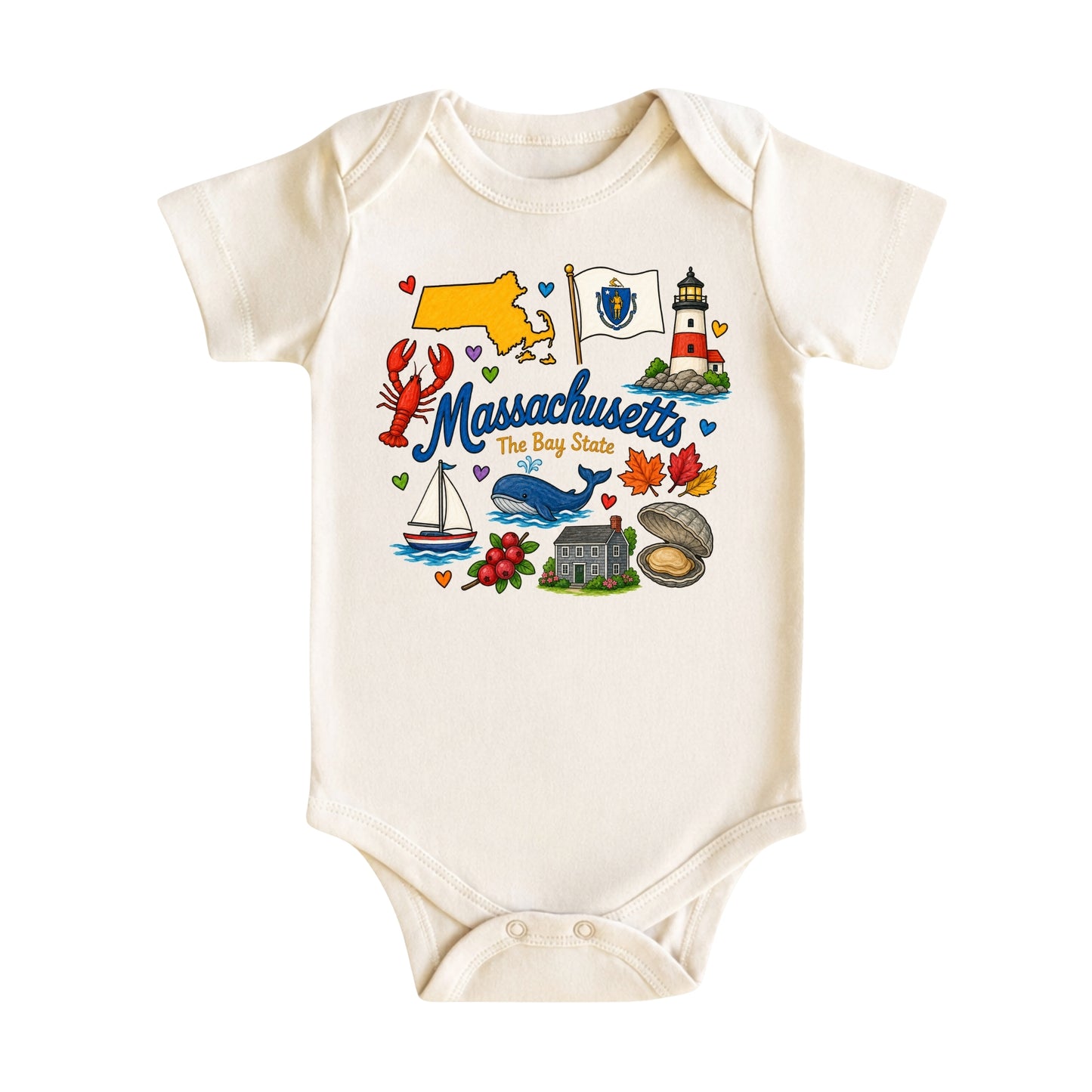 Massachusetts Baby Bodysuit for Boys Girls