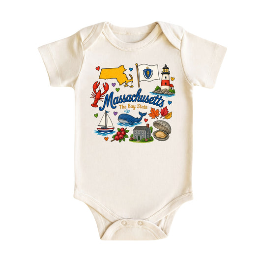 Massachusetts Baby Bodysuit for Boys Girls