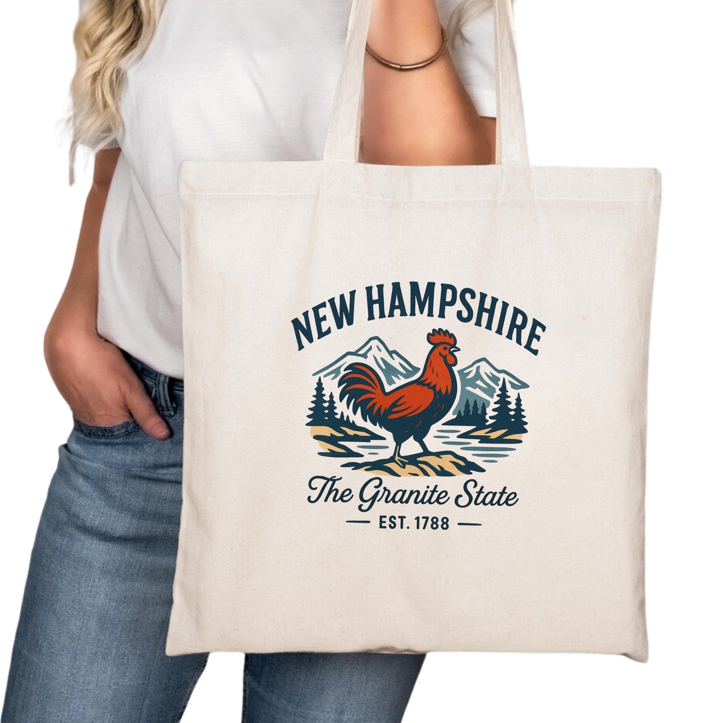 New Hampshire Tote Bag, Manchester Nashua Concord Travel Market Bag