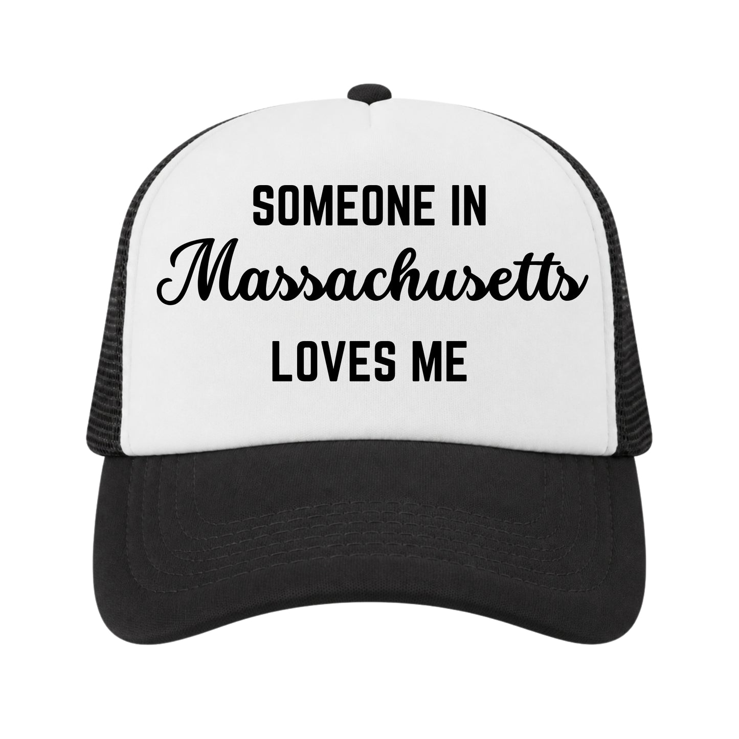 Someone in Massachusetts Loves Me Trucker Hat for Kids & Adults, Long Distance Family Gift