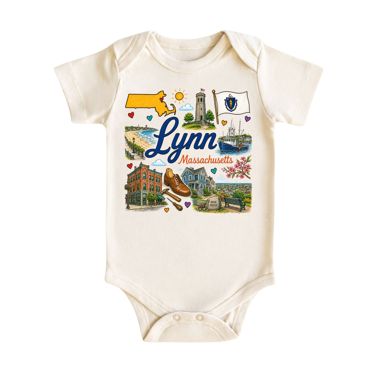 Lynn Massachusetts Baby Bodysuit for Boys Girls