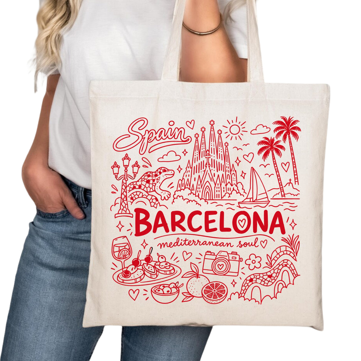 Barcelona Symbols Tote Bag