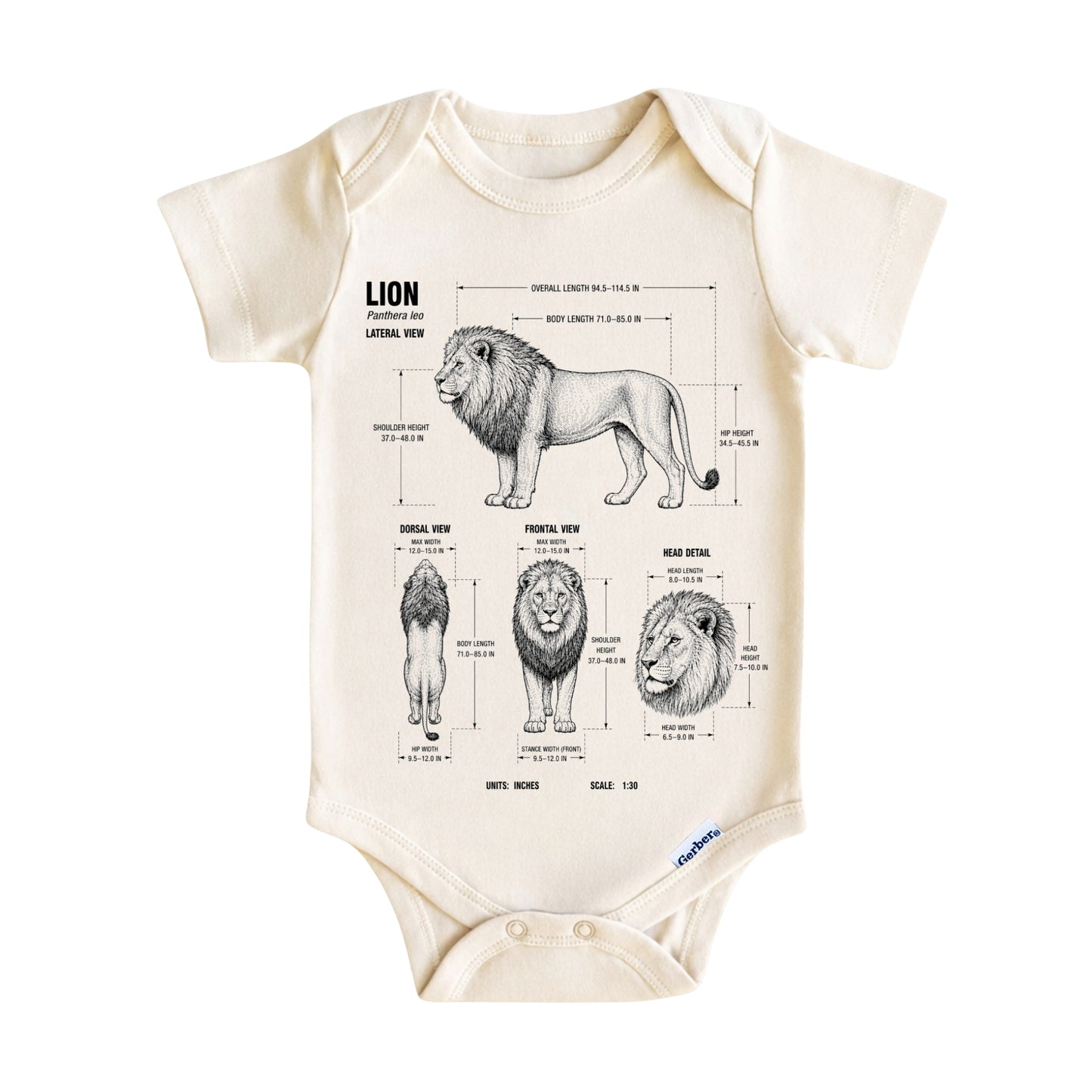 Lion Baby ONESIE ®, Wild Animals Baby Bodysuit for Boys Girls