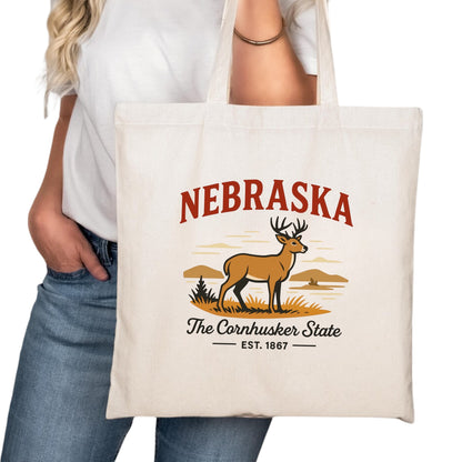 Nebraska Tote Bag, Omaha Lincoln Bellevue Travel Market Bag