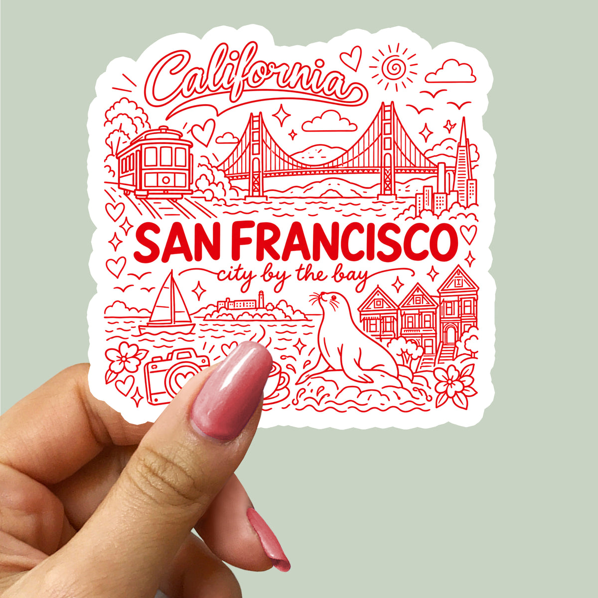 San Francisco City Symbols Sticker