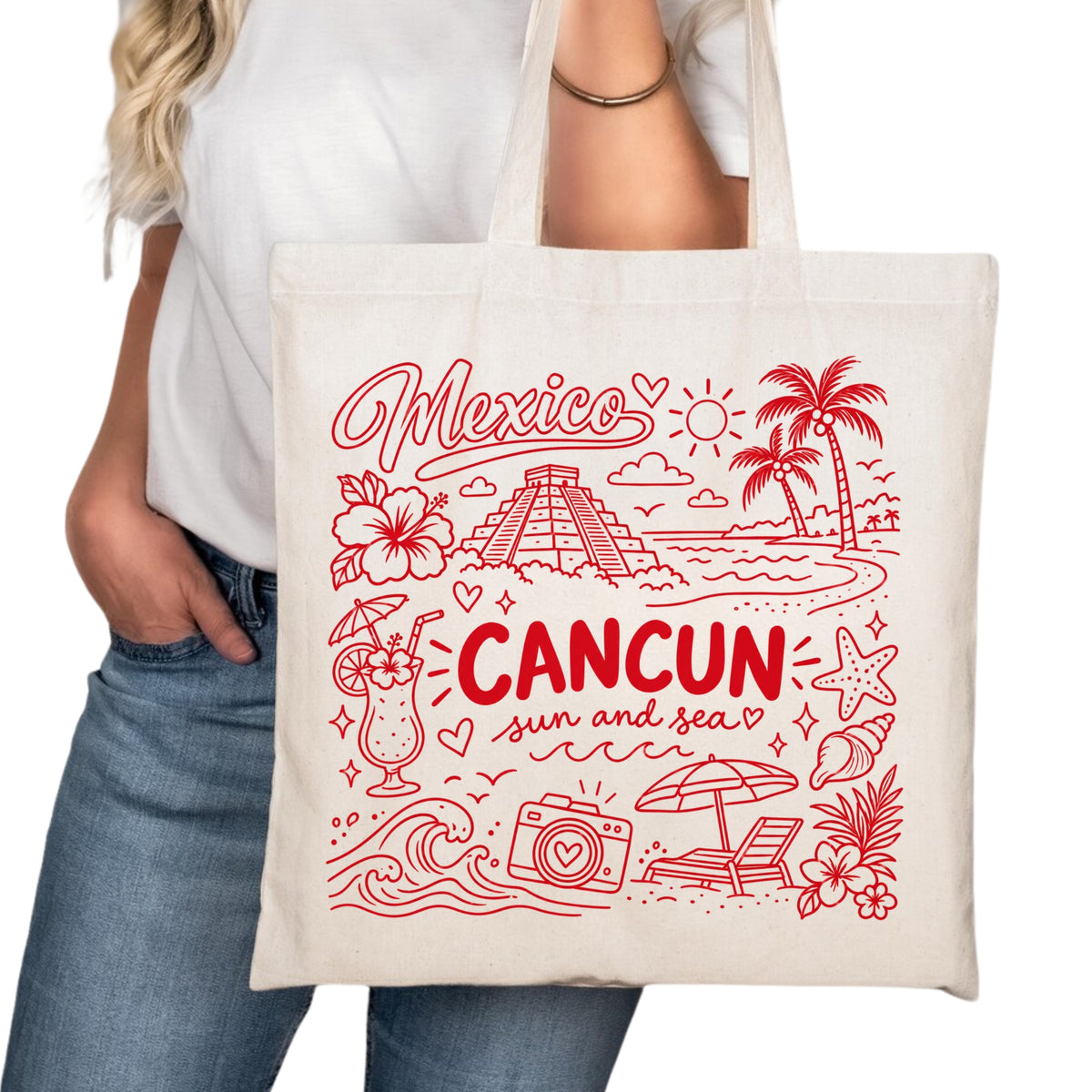 Cancun Symbols Tote Bag