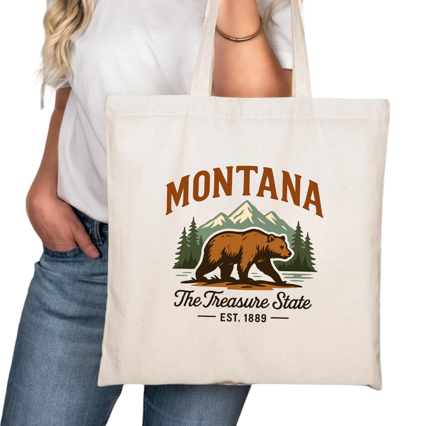 Montana Tote Bag, Billings Missoula Great Falls Travel Market Bag