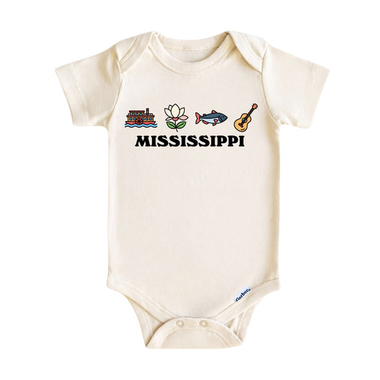 Mississippi Baby Onesie ®, Magnolia State Baby Bodysuit for Boys Girls
