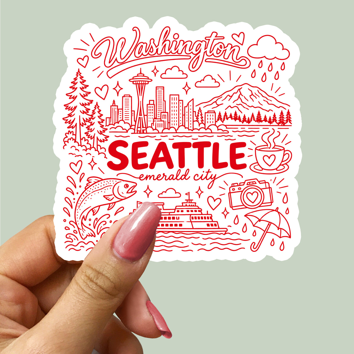 Seattle Washington City Illustration Sticker