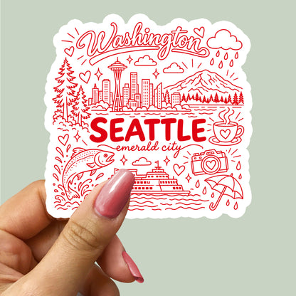 Seattle Washington City Illustration Sticker