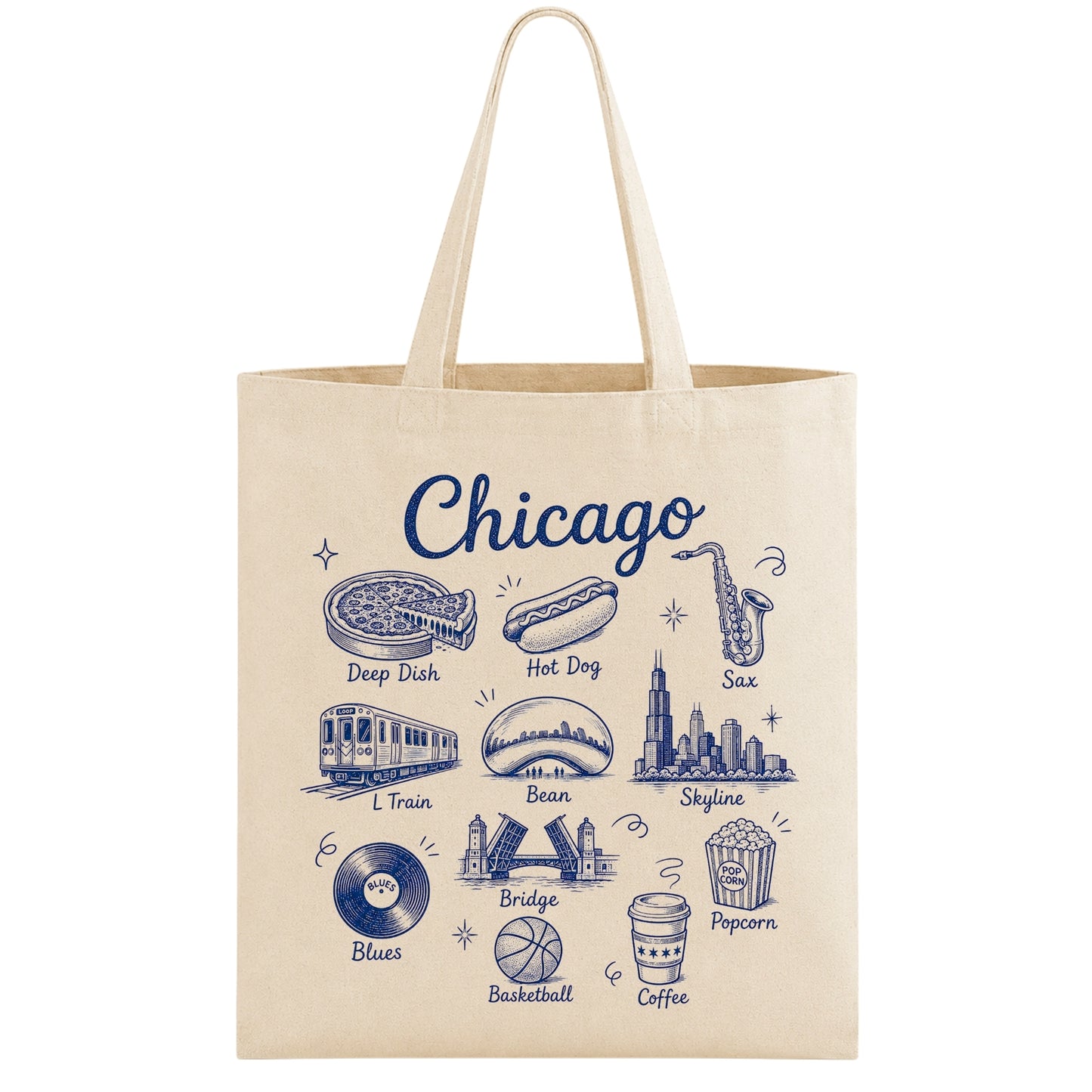 Chicago Tote Bag, Illinois Travel Market Bag