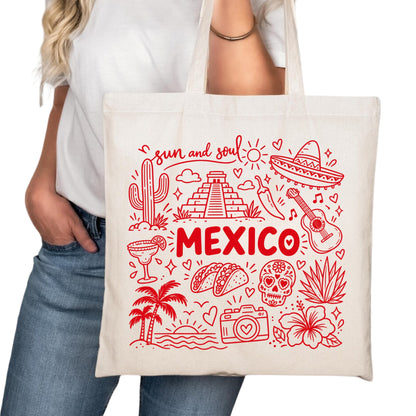 Mexico Symbols Tote Bag