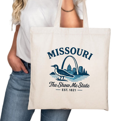Missouri Tote Bag, Kansas City St. Louis Springfield Travel Market Bag
