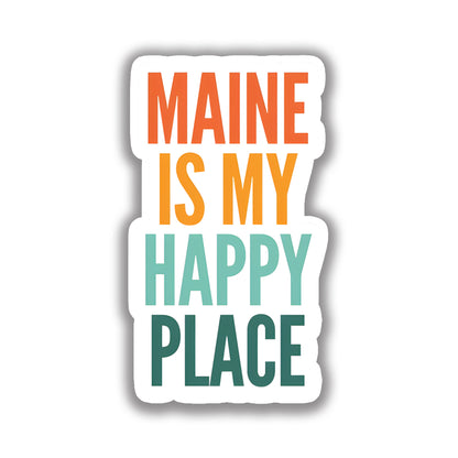 Maine Is My Happy Place Retro State Sticker