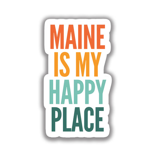 Maine Is My Happy Place Retro State Sticker