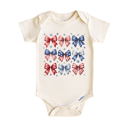 American Flag Bows Patriotic Baby ONESIE®
