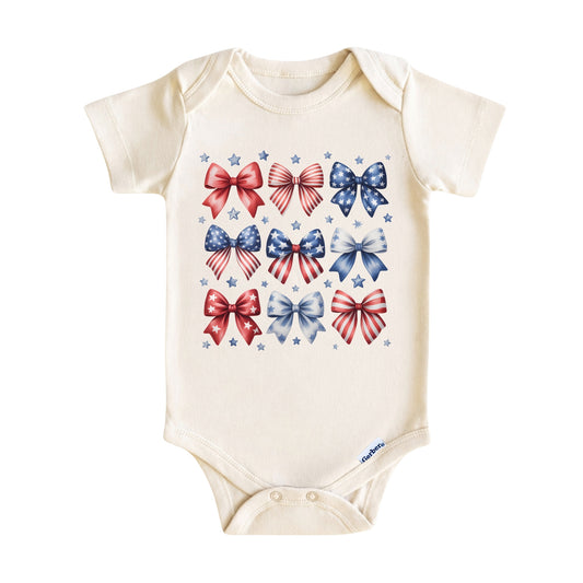 American Flag Bows Patriotic Baby ONESIE®