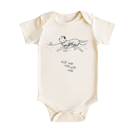 Dog Playing Fetch Baby Bodysuit