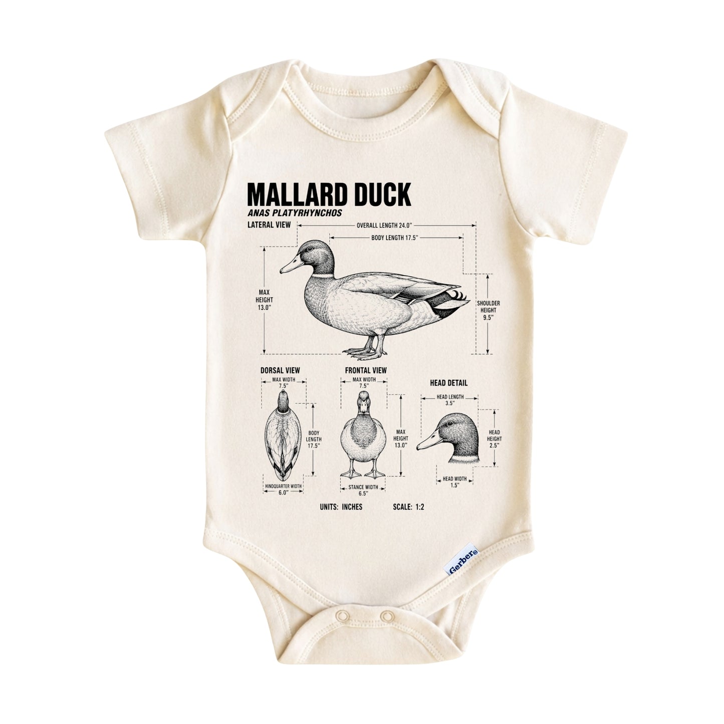 Mallard Duck Blueprint ONESIE ®, Baby Bodysuit for Boys Girls