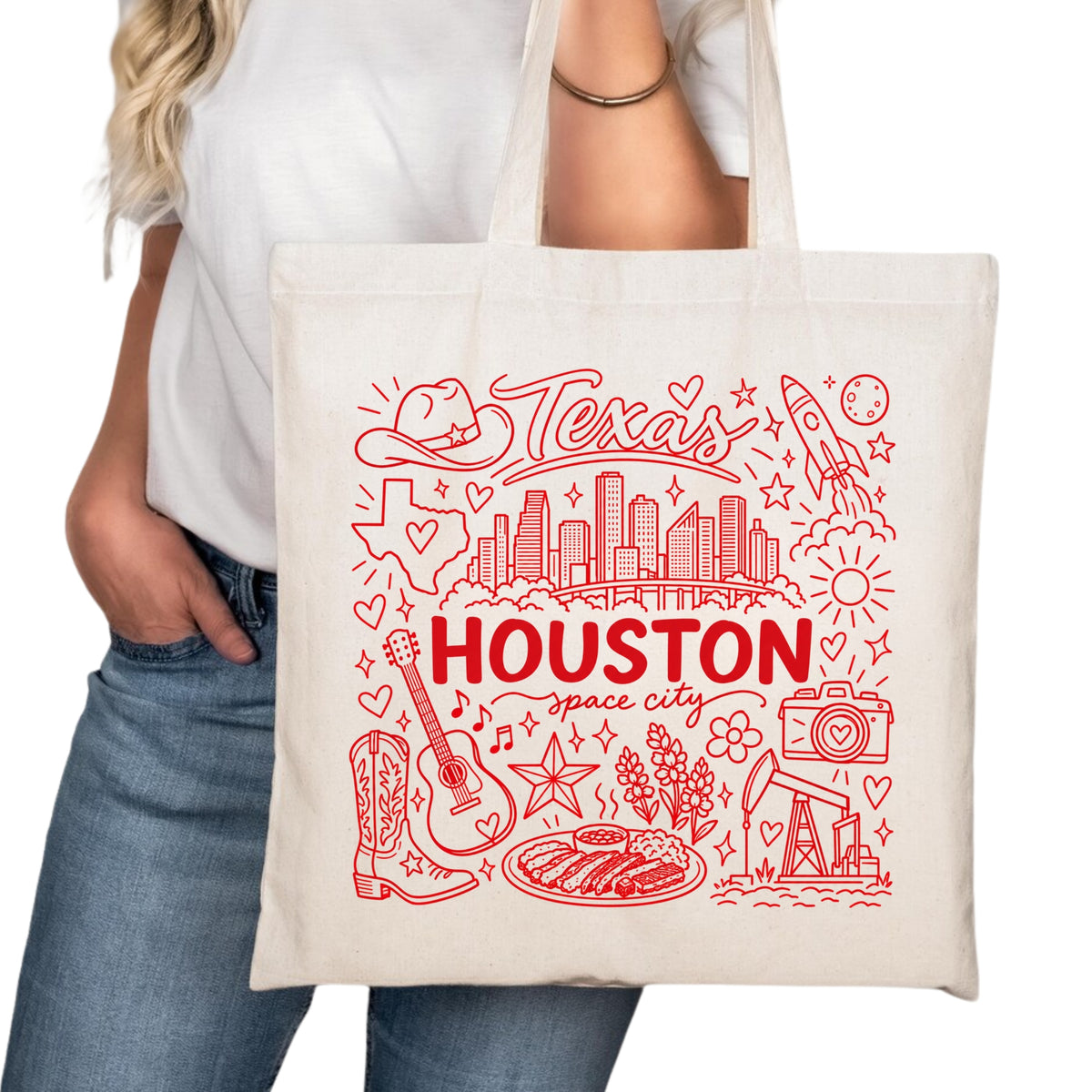 Houston Symbols Tote Bag