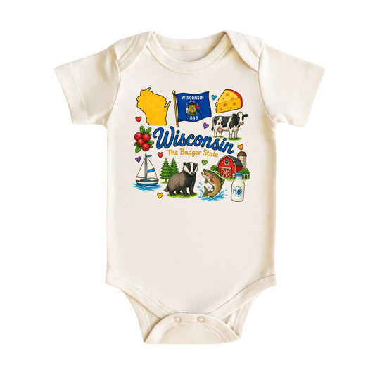 Wisconsin Baby Bodysuit for Boys Girls