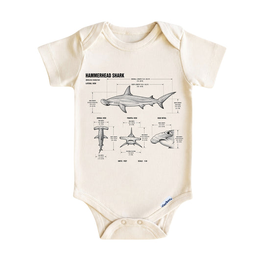Hammerhead Shark Blueprint ONESIE ®, Baby Bodysuit for Boys Girls