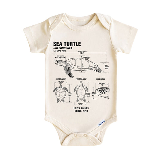 Sea Turtle Blueprint ONESIE ®, Baby Bodysuit for Boys Girls