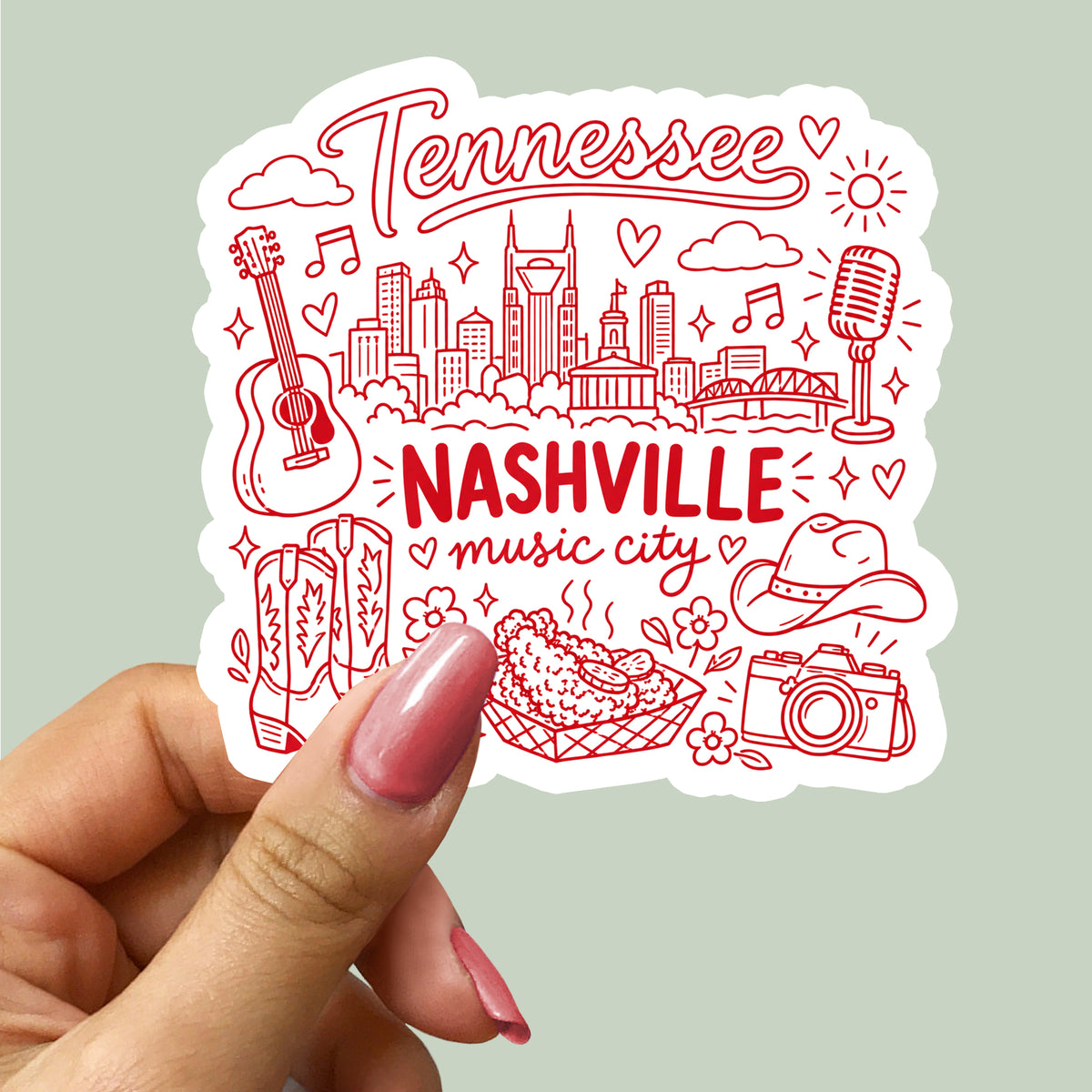 Nashville Tennessee City Illustration Sticker