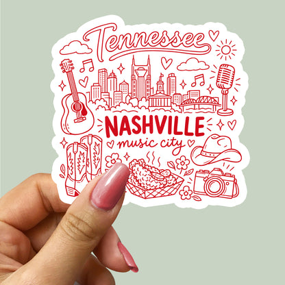 Nashville Tennessee City Illustration Sticker