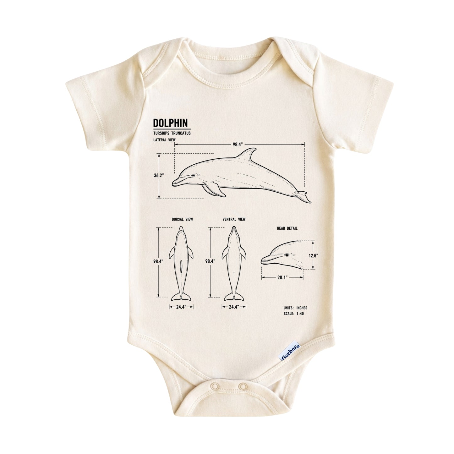 Dolphin Blueprint ONESIE ®, Baby Bodysuit for Boys Girls