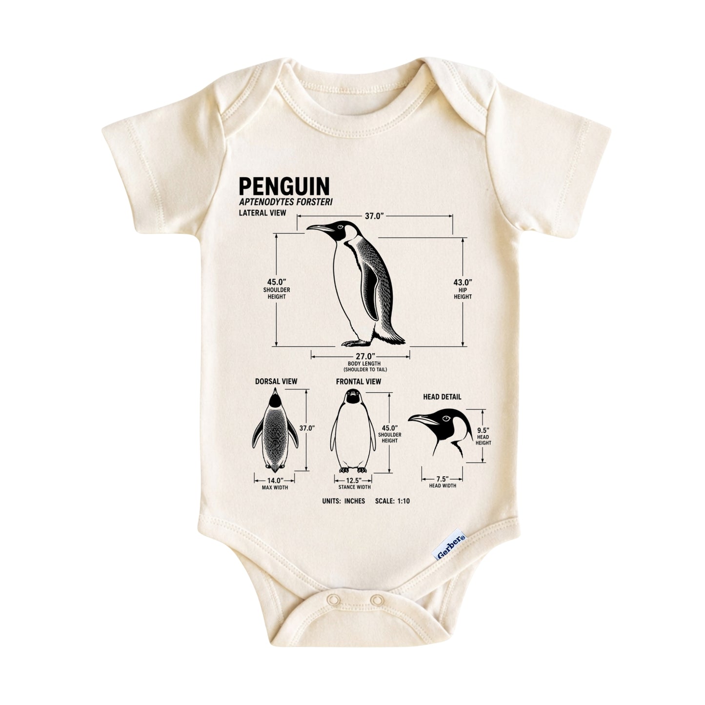 Penguin Blueprint ONESIE ®, Baby Bodysuit for Boys Girls