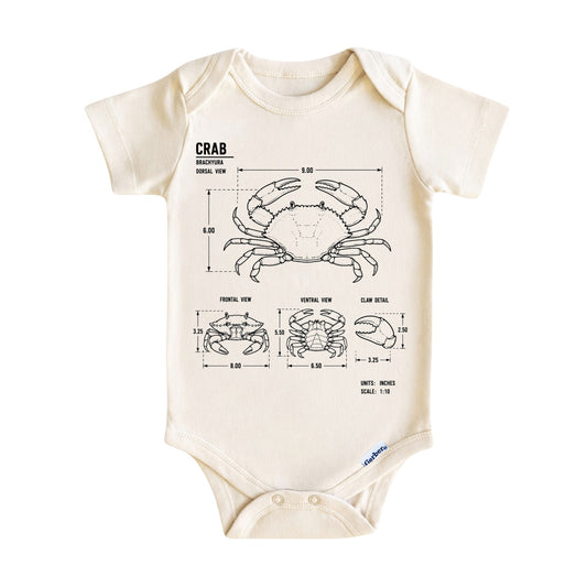 Crab Blueprint Baby ONESIE ®, Baby Bodysuit for Boys Girls
