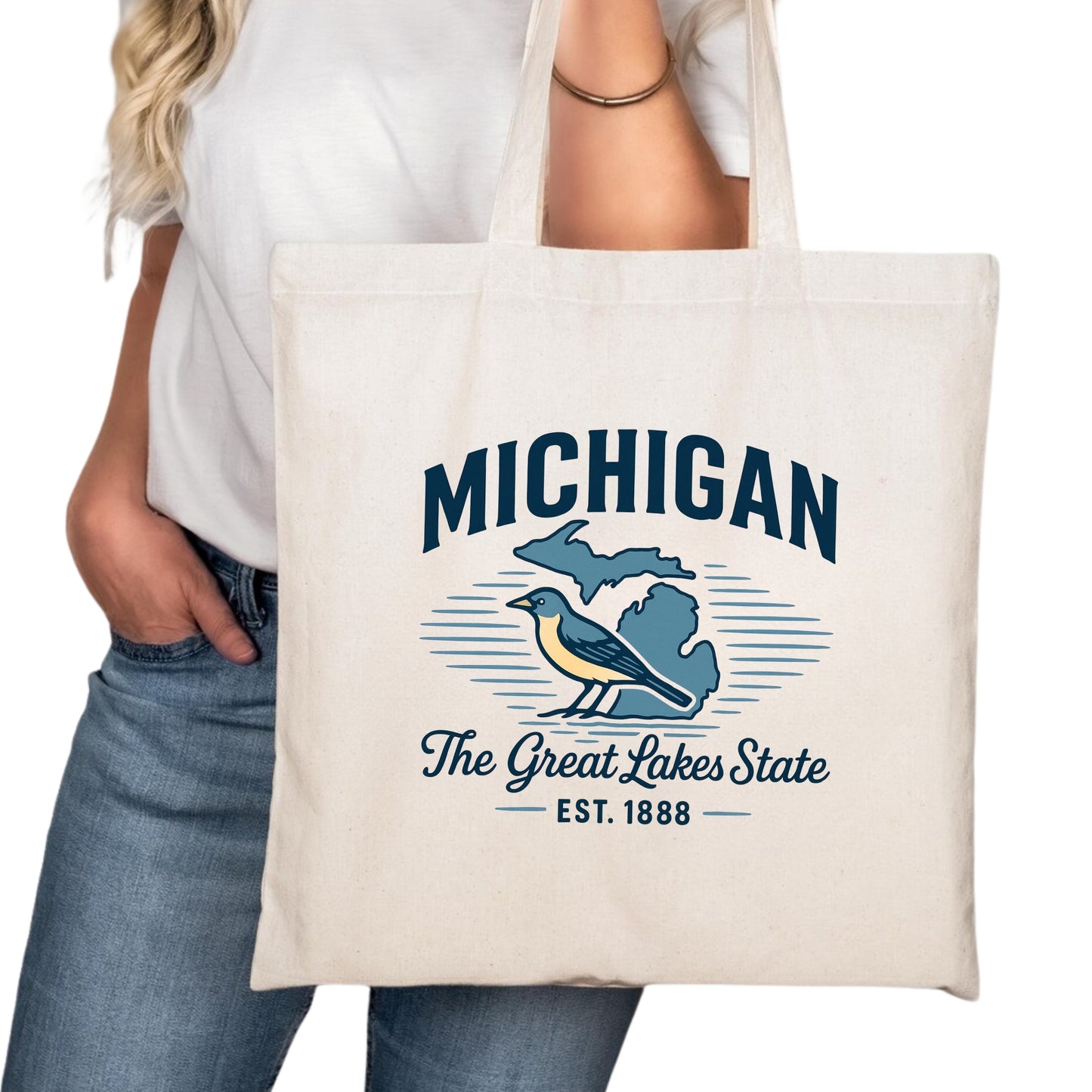 Michigan Tote Bag, Detroit Grand Rapids Warren Travel Market Bag