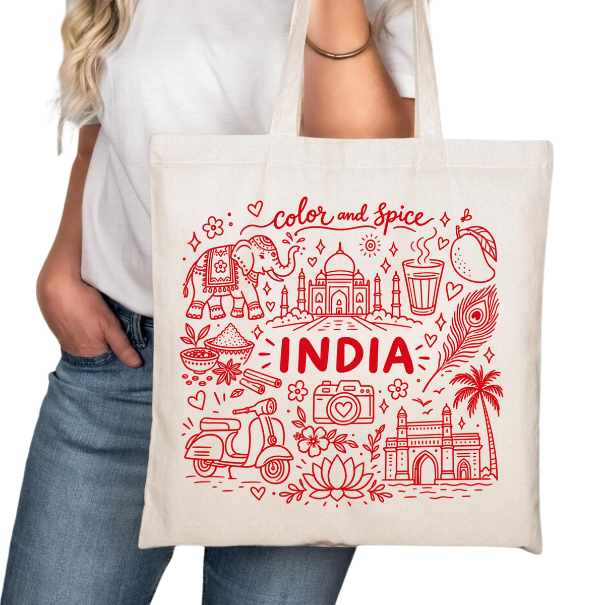 India Symbols Tote Bag