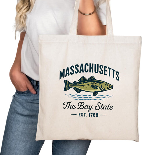 Massachusetts Tote Bag, Boston Worcester Springfield Travel Market Bag