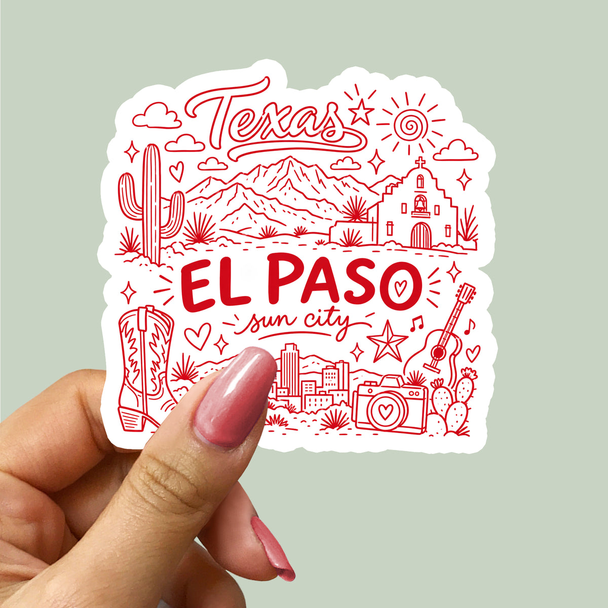 El Paso Texas City Illustration Sticker