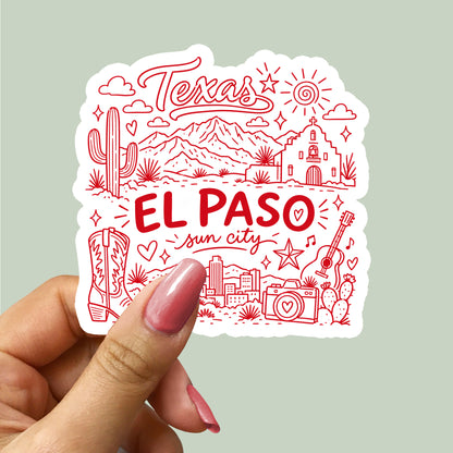 El Paso Texas City Illustration Sticker