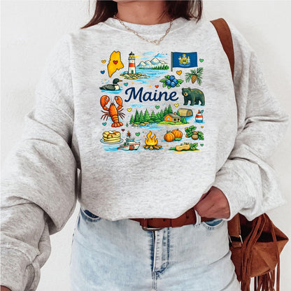 Maine Kids T-Shirt – Pine Tree State Icons